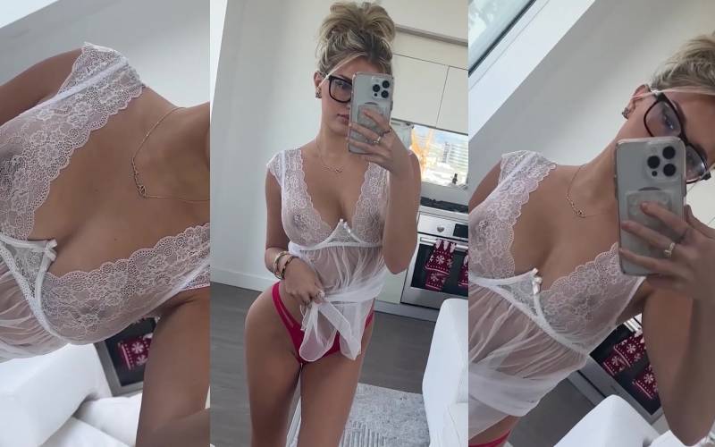 Breckie Hill Hot Video Showing Boobs In Mirror